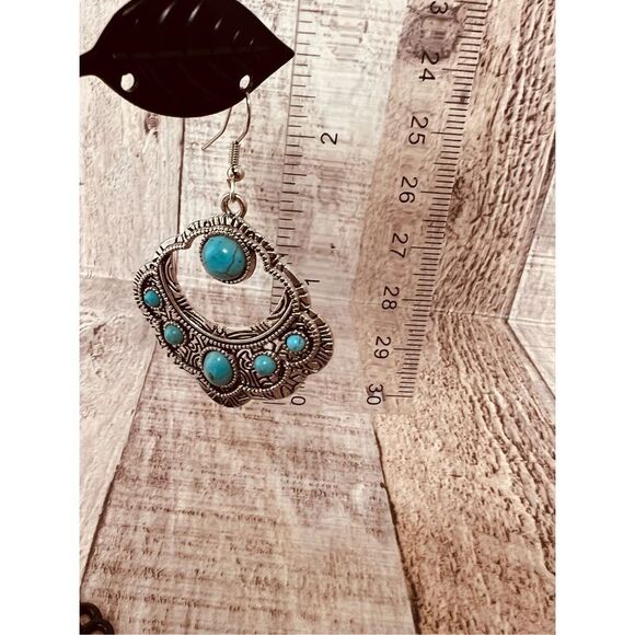 New Fashion Jewelry Set Southwest Faux Turquoise Statement Necklace Matching - Picture 10 of 15
